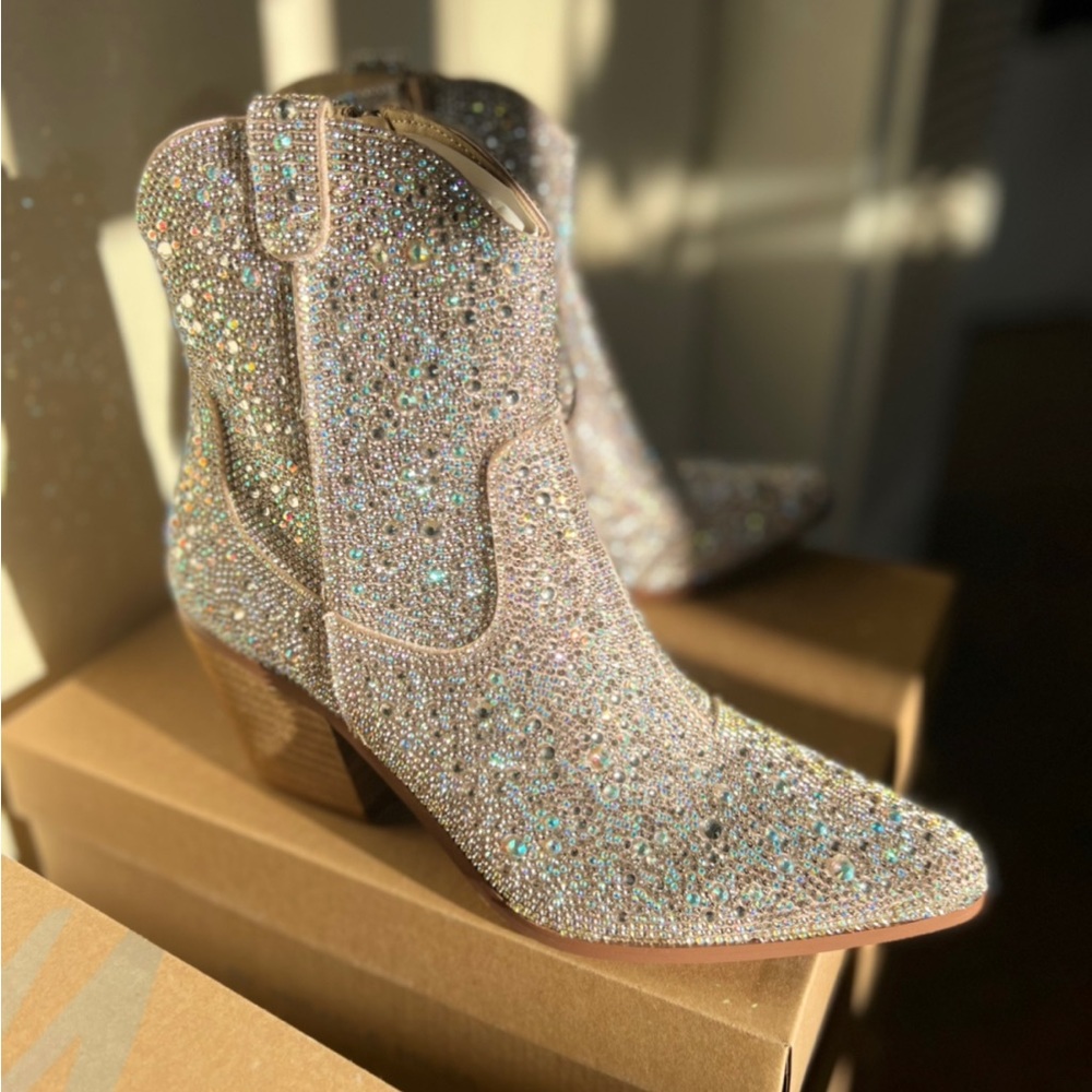 Rhinestone Studded Comfort Booties